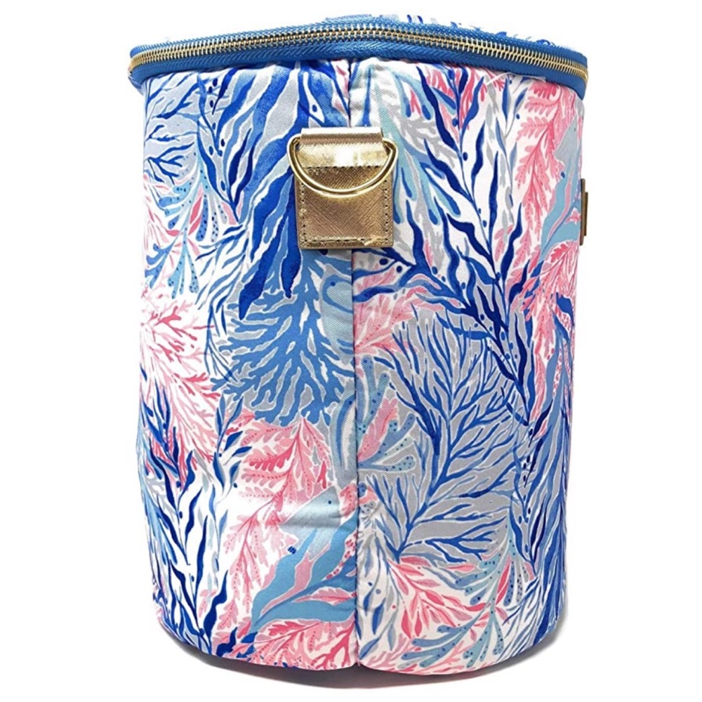 Lilly Pulitzer Cooler Bag Wine Carrier Coastal Coral Blue Pink Beach Picnic NWT - Picture 5 of 7